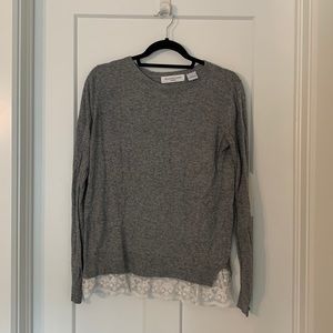 Jillian Harris x Privilege grey sweater with with lace underlay